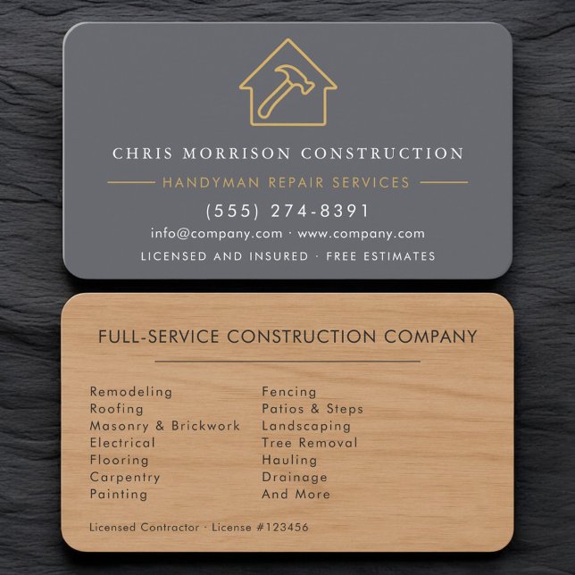 Handyman Modern Wood Remodeling Business Card (Creator Uploaded)