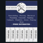 Handyman Navy Modern Professional Construction Flyer<br><div class="desc">Handyman Navy Modern Professional Construction Flyer. Simple,  elegant and professional looking vintage inspired home repairs and maintenance business card. Great for Handymen or constructions business. Information behind is completely customizable!</div>