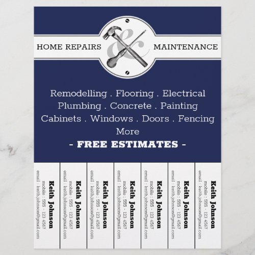 Handyman Navy Modern Professional Construction Flyer