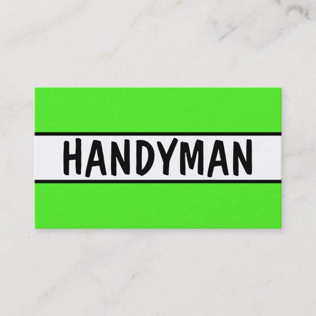 Handyman Neon Green Business Card (Front)