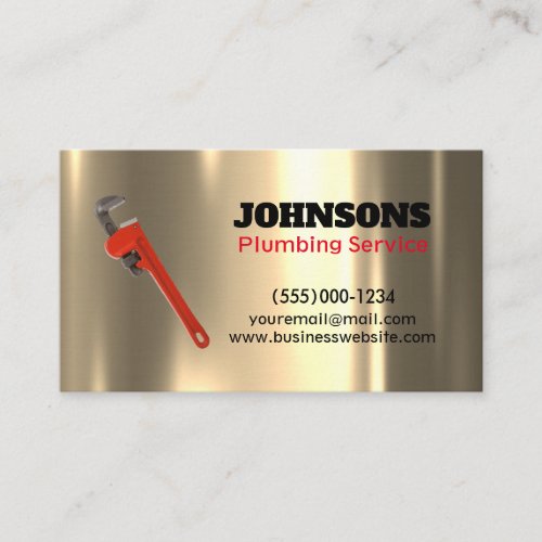 Handyman Plumber Wrench Metal Maintenance Business Card