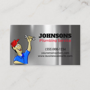 Handyman Plumber Wrench Metal Maintenance Business Card