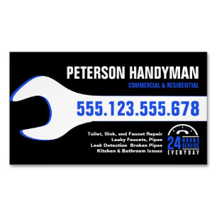 HANDYMAN PLUMBING 24 HOUR EMERGENCY WRENCH TOOL BUSINESS CARD MAGNET