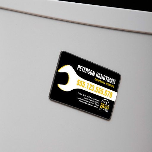 Customizable HANDYMAN PLUMBING 24 HOUR EMERGENCY WRENCH TOOL BUSINESS CARD MAGNET
