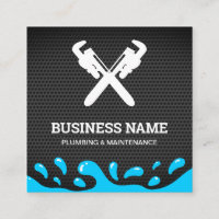 Handyman Plumbing Pipe Wrench Black Mesh Plumber Square Business Card