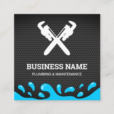 Handyman Plumbing Pipe Wrench Black Mesh Plumber Square Business Card