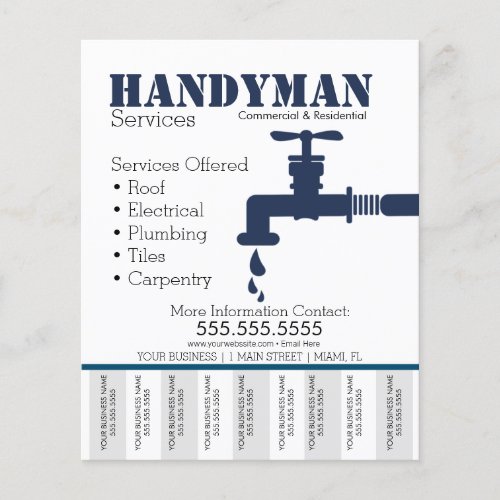 Handyman Plumbing Services Tear Off Photo Flyer