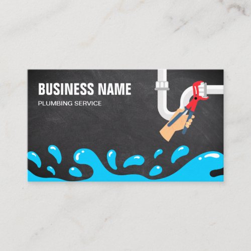Handyman Plumbing Water Pipe Chalkboard Plumber Business Card