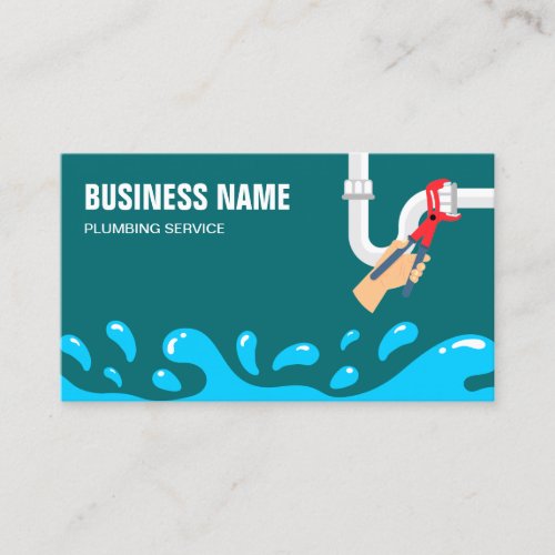 Handyman Plumbing Water Pipe Teal Plumber Business Card