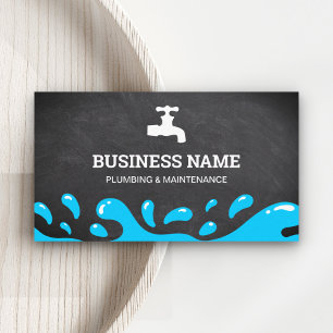 Handyman Plumbing Water Tap Chalkboard Plumber Business Card