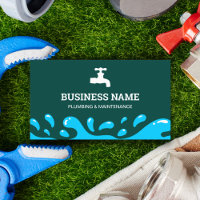 Handyman Plumbing Water Tap Dark Teal Plumber Business Card