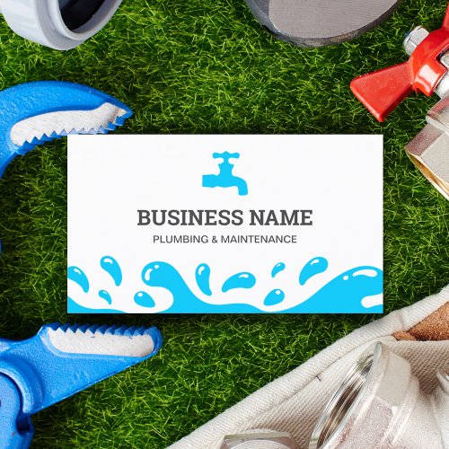 Handyman Plumbing Water Tap White Plumber Business Card