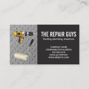 Handyman Power Drill and Paint Roller Business Card