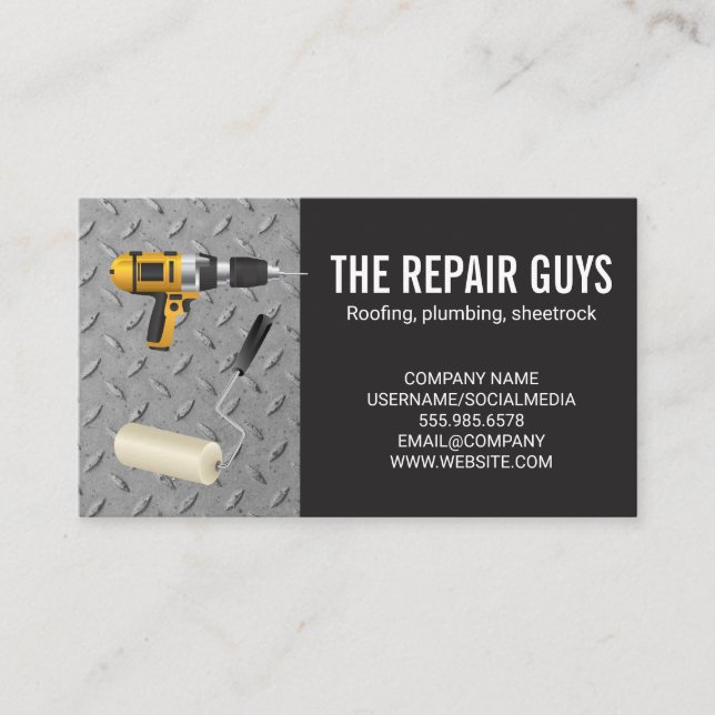 Handyman | Power Drill and Paint Roller Business Card (Front)