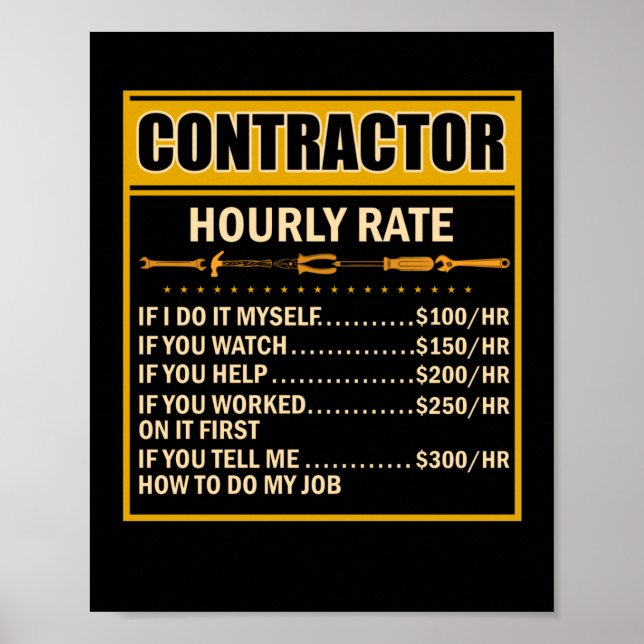 Handyman Price Chart Contractor Hourly Rate Labor (Front)
