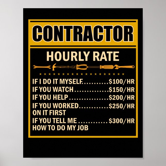 Handyman Price Chart Contractor Hourly Rate Labor (Front)