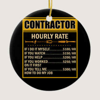 Handyman Price Chart Contractor Hourly Rate Labor Ceramic Ornament