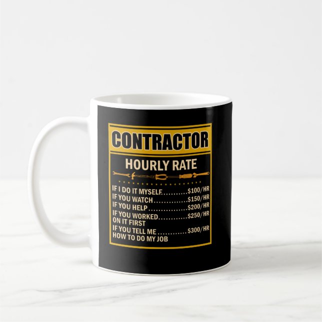 Handyman Price Chart Contractor Hourly Rate Labor Coffee Mug (Left)