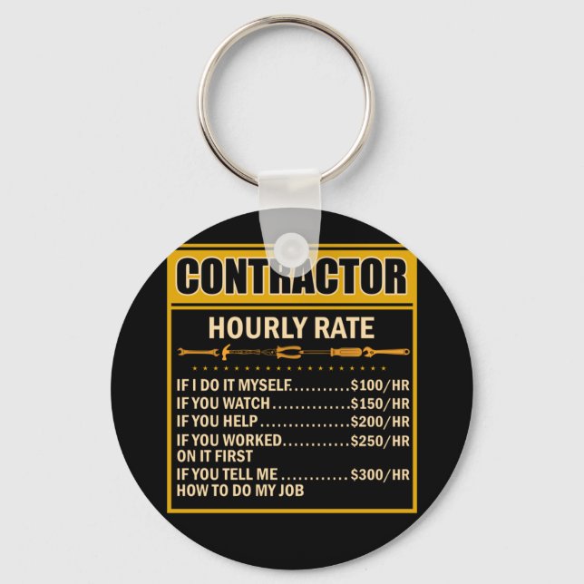 Handyman Price Chart Contractor Hourly Rate Labor Keychain (Front)