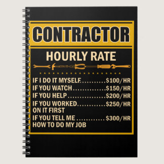 Handyman Price Chart Contractor Hourly Rate Labor Notebook