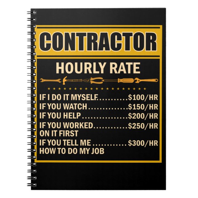 Handyman Price Chart Contractor Hourly Rate Labor Notebook (Front)