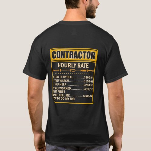 Handyman Price Chart Contractor Hourly Rate Labor T_Shirt
