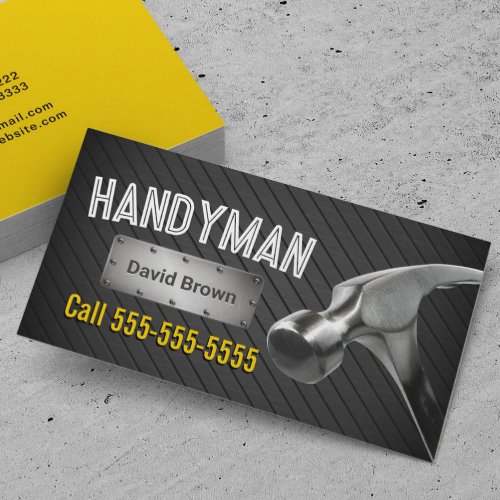 Handyman Professional Big Hammer Black  Gold Business Card