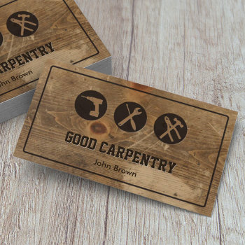 Handyman Professional Carpenter Repair Wood Business Card by BlackEyesDrawing at Zazzle