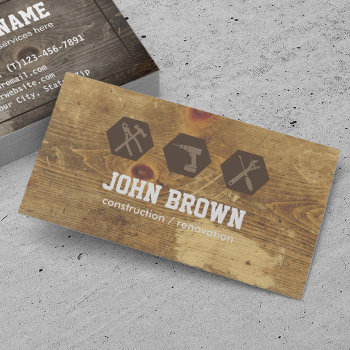 Handyman Professional Construction Carpentry Wood Business Card by BlackEyesDrawing at Zazzle