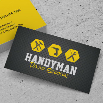 Handyman Professional House Repair Service Gold Business Card by BlackEyesDrawing at Zazzle
