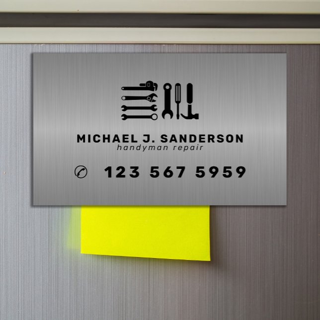 Handyman professional repair services metal business card magnet (Creator Uploaded)