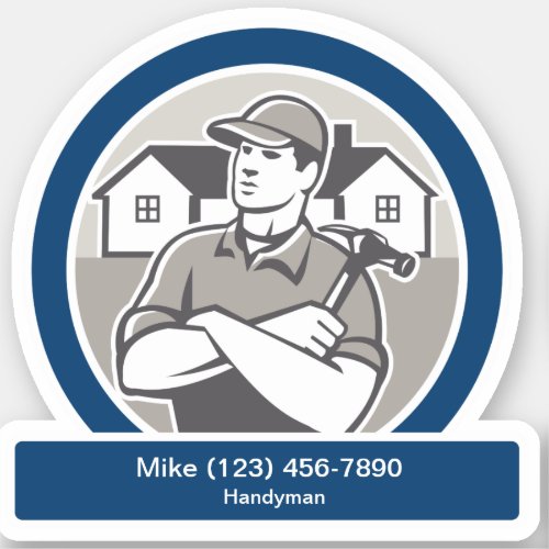 Handyman Promotional Contact  Shape Sticker