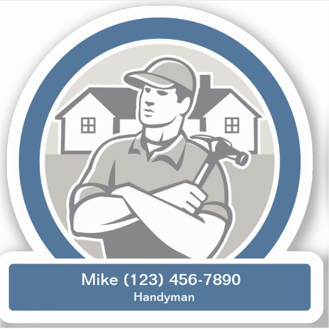 Handyman Promotional Contact  Shape Sticker (Front)