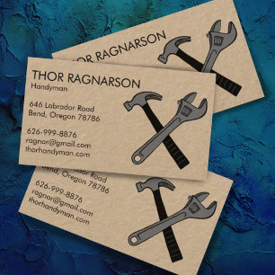 Handyman Repair Construction Wrench Hammer KRAFT Business Card