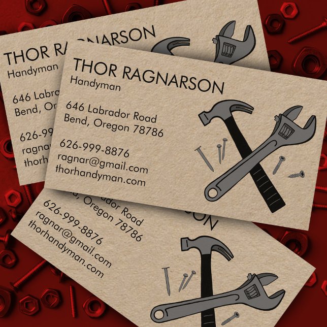 Handyman Repair Construction Wrench Hammer KRAFT Business Card (Handyman Repair Construction Wrench Hammer KRAFT Business Card
)