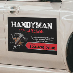 Handyman Repair & Maintenance Service Big Hammer Car Magnet
