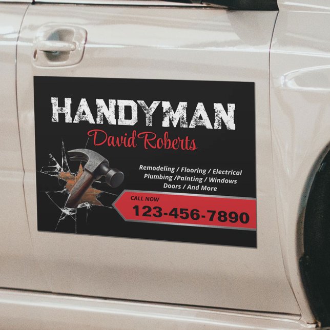 Handyman Repair & Maintenance Service Big Hammer Car Magnet (Creator Uploaded)