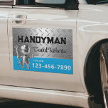 Handyman Repair & Maintenance Service Blue Metal Car Magnet<br><div class="desc">Handyman Professional Repair & Maintenance Service Car Magnets.</div>