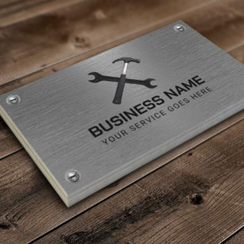 Handyman Repair Maintenance Service Faux Metal Business Card by cardfactory at Zazzle
