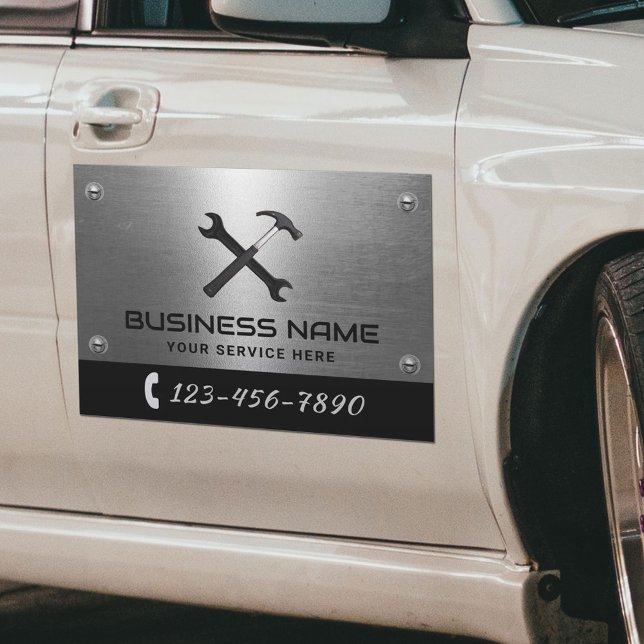 Handyman Repair Maintenance Service Faux Metal Car Magnet (Creator Uploaded)