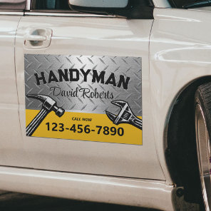 Handyman Repair & Maintenance Service Faux Metal Car Magnet
