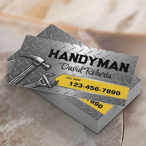 Handyman Repair  Maintenance Service Metal Business Card