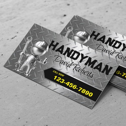 Handyman Repair  Maintenance Service Metal Steel Business Card