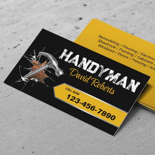 Handyman Repair  Maintenance Service Steel Hammer Business Card