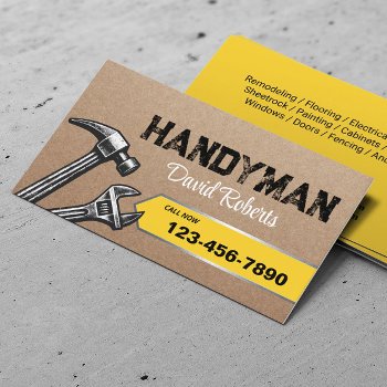 Handyman Repair Maintenance Service Vintage Kraft Business Card by cardfactory at Zazzle