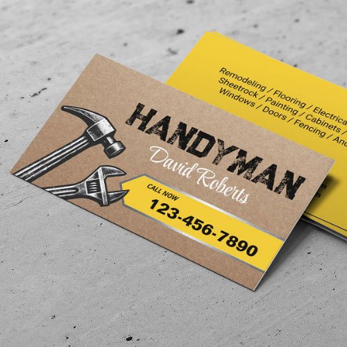 Handyman Repair Maintenance Service Vintage Kraft Business Card
