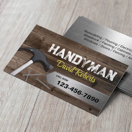 Handyman Repair  Maintenance Service Wood  Metal Business Card