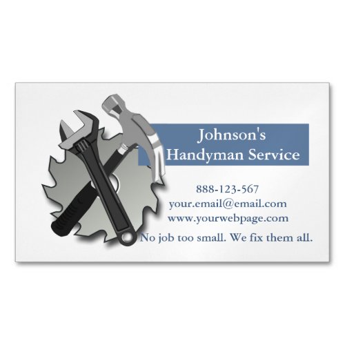 Handyman Repairman Saw blade Hammer Wrench Business Card Magnet