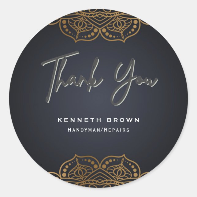 Handyman Repairs Black Gold  Classic Round Sticker (Front)