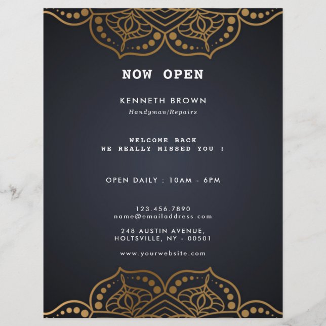 Handyman Repairs Black Gold Flyer (Front)